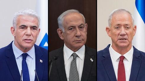Lapid, Netanyahu y Gantz.