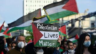 Manifestación pro-palestina en Berlín, Alemania