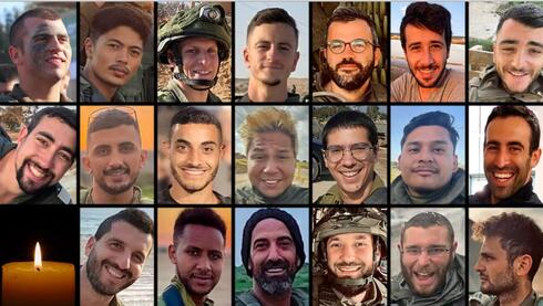 Los 21 reservistas de las FDI que fueron asesinados este martes en el centro de la Franja de Gaza.