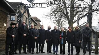 Participantes en la conferencia en Auschwitz. "El 7 de octubre es un punto de inflexión para la civilización occidental", remarcaron.