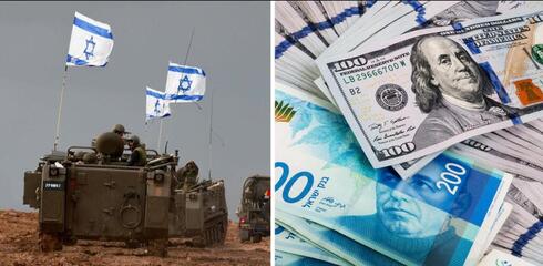 Fuerzas de las FDI en Gaza; Billetes de shekels y dólares. 
