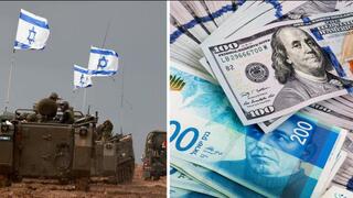 Fuerzas de las FDI en Gaza; Billetes de shekels y dólares.