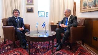 El primer ministro Netanyahu con el presidente argentino Javier Milei.