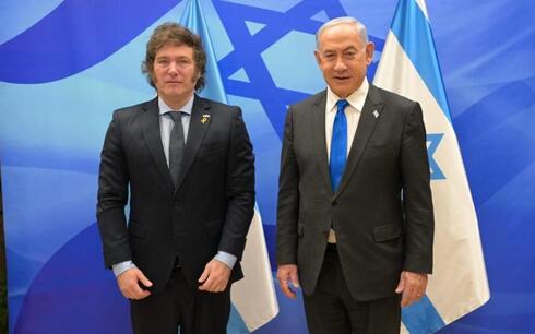 Netanyahu y Milei antes de reunirse en privado.
