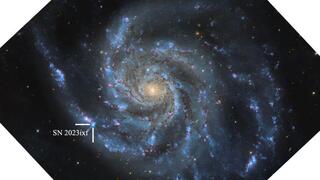 El brillante destello es la Supernova SN 2023ixf en la Galaxia Molinete, según datos telescópicos recibidos los días 20, 21 y 22 de mayo.