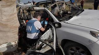 Ataque a un coche de WCK que distribuía alimentos en el norte de la Franja de Gaza. 