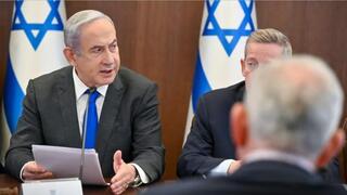 Benjamín Netanyahu al inicio de la reunión de gabinete.