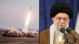 Un misil iraní lanzado durante un ejercicio militar. Derecha: el líder supremo de Irán, el ayatola Alí Khamenei. 