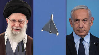 Un dron iraní entre el líder supremo de Irán, Ali Khamenei, y el primer ministro de Israel, Benjamín Netanyahu. 