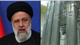 El presidente de Irán Raisi y las centrifugadoras de las plantas nucleares iraníes.